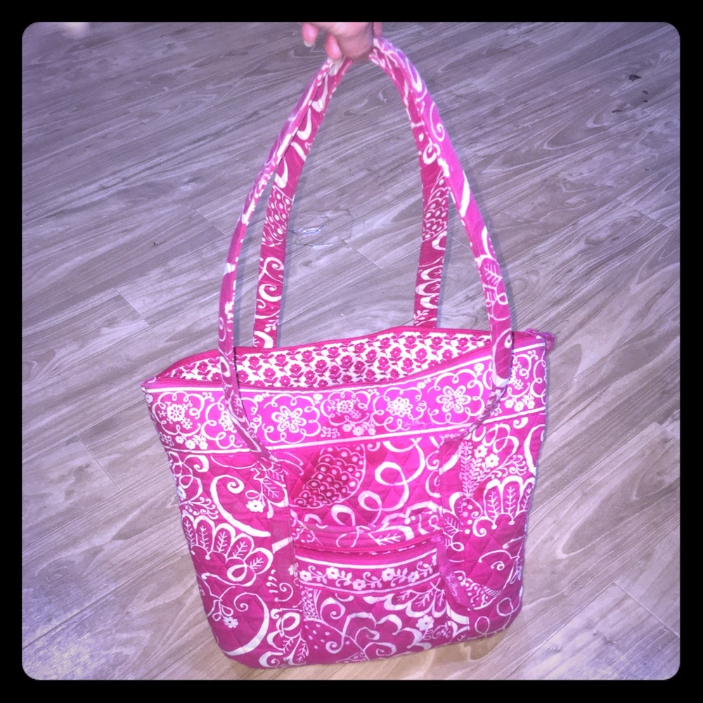 Vera Bradley Pink Twirly Bird Tote Purse